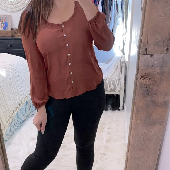 Dolan Left center collection by Anthropologie xsmall rust colored boho top - Picture 1 of 6